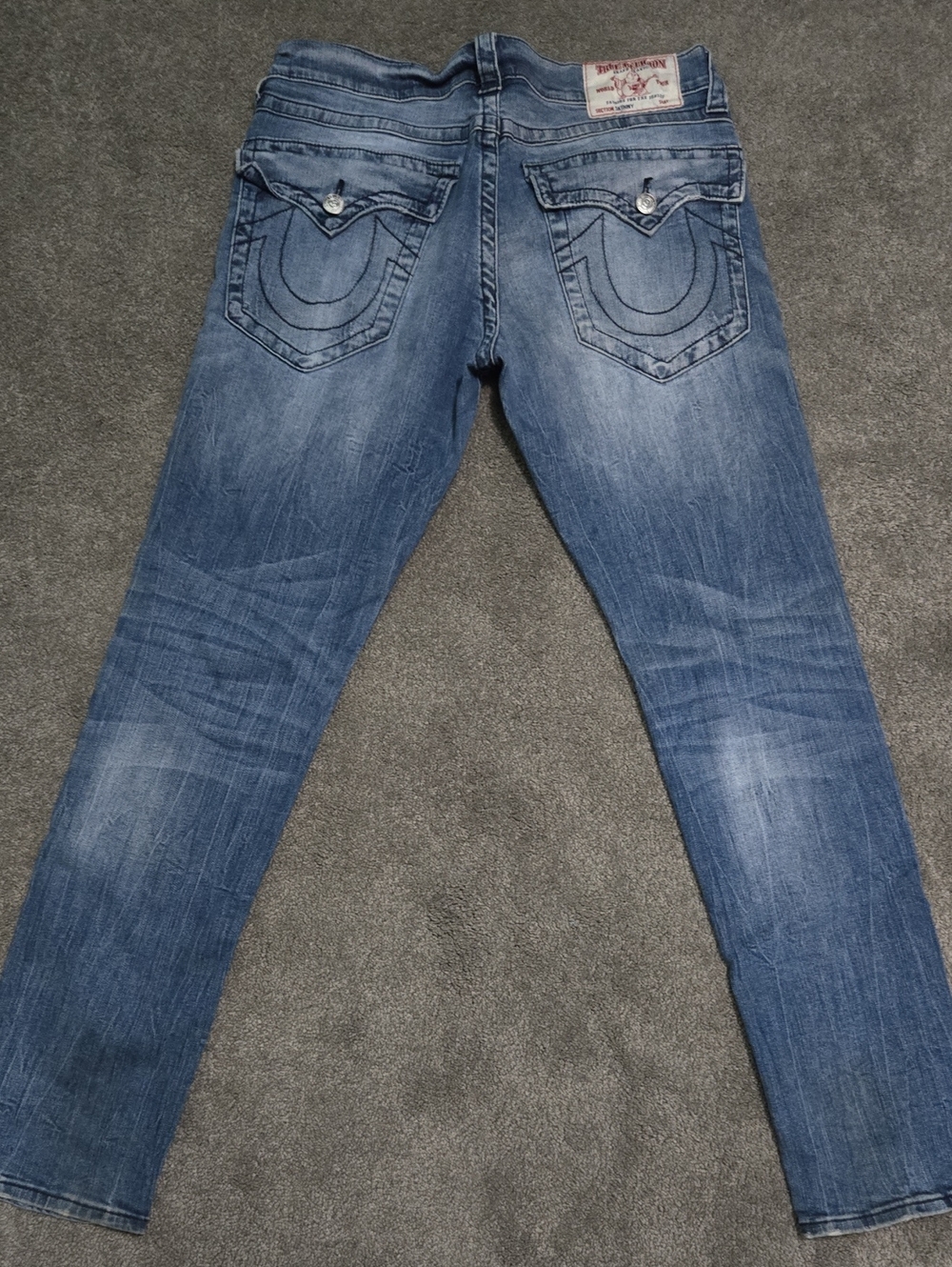 True Religion Men’s Slim Straight Jeans in Medium Blue Wash